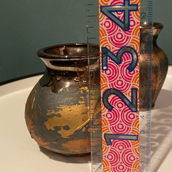 Pair of mini vases with gold iridescent finish - Picture 6 of 7